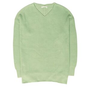 American Holic Womens Chunky Oversize V Neck Jumper - Green Cotton - Size 3xl
