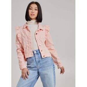 Pink Vanilla Womens Frill Shoulder Denim Jacket Cotton - Size 8 Uk