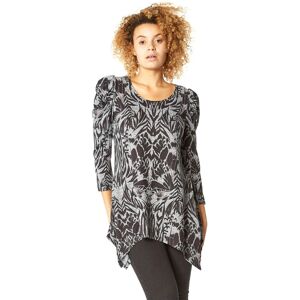 Roman Womens Grey Print Longline Tunic - Size 10 Uk