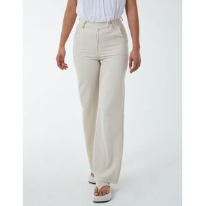 Blue Vanilla Womens Wide Leg Formal Trouser - Beige Viscose - Size Large