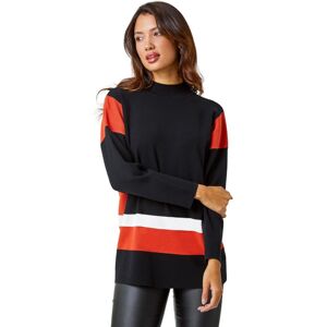 Roman Womens Colour Block Stripe Knit Jumper - Black - Size 10 Uk