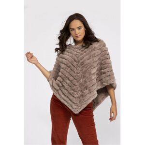 Jayley Womens Faux Fur Suede Poncho - Mocha - One Size