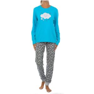 Kisses&love Cloud Womens Round Neck Winter Pajamas Kl45194 - Turquoise - Size Large