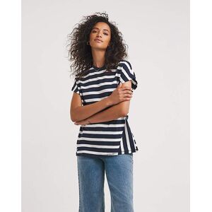 JD Williams|JDW Longline Stripe Cut About T-Shirt Navy/White 8 female