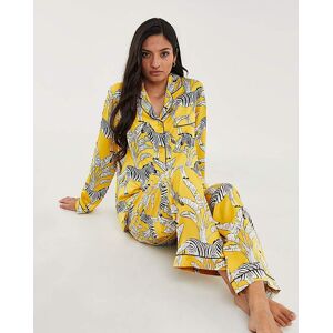 Chelsea Peers Satin Zebra Print PJ Set Mustard Print 24 female