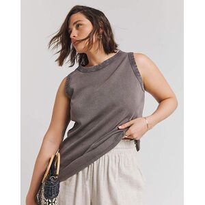 Simply Be Distressed Tank Grey Acid Wash 26 Female