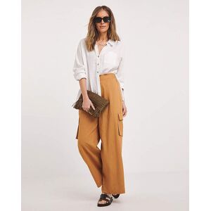 JD Williams Linen Wide Leg Utility Trousers Tobacco 10 female