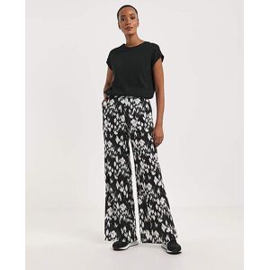 JD Williams Spun Viscose Pull On Wide Leg Trousers Mono Print 10 female