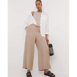 JD Williams Textured Pull On Wide Leg Trouser Stone 14 female