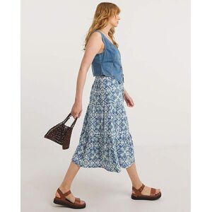 JD Williams Blue Print Cheesecloth Midi Skirt Blue Print 24 female