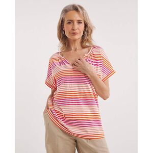 Julipa Notch Neck T-Shirt Pink Stripe 20 female