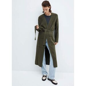 Mango Knitted Longline Cardigan Khaki L Female