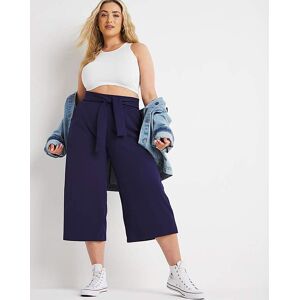 Simply Be Navy Tie Waist Scuba Culottes Navy 10 Female