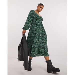 Simply Be Animal Print Corset Detail Midi Dress Green Animal 12 Female