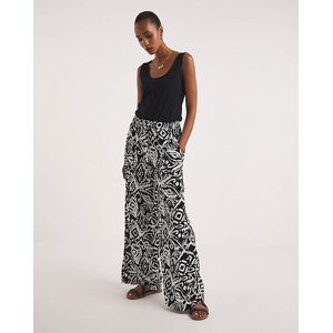 JD Williams Mono Print Crinkle Wide Leg Trousers Mono Print 8 female