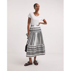 JD Williams Mono Print Tiered Aztec Full Maxi Skirt Mono Print 22