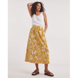 JD Williams Yellow Print Linen Mix Midi Skirt Yellow Floral 24