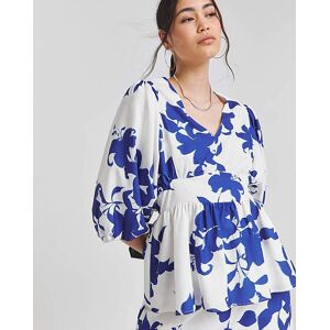 Joanna Hope Blouson Sleeve Blouse Blue Print 24 Female