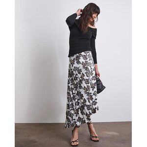 Joanna Hope Satin Pleated Skirt Floral Print 12