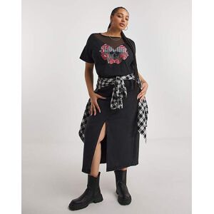 Simply Be Black Revenge Mesh Slogan Tee Black 12 Female