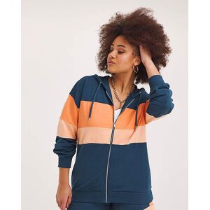 Simply Be Navy Colour Block Zip Through Hoodie Navy 10 Female