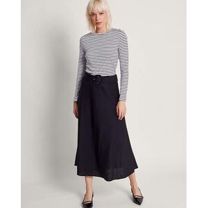 Monsoon Olive Belted Midi Skirt Black S 8/10