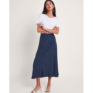 Monsoon Shiloh Spot Bias Skirt Navy L 16/18