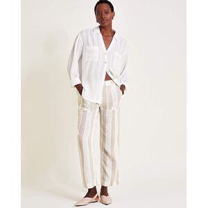 Monsoon Harley Stripe Linen Trousers Natural S 8/10 Female