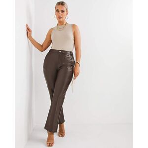 Simply Be Chocolate Faux Leather Straight Trouser Chocolate 32 Female