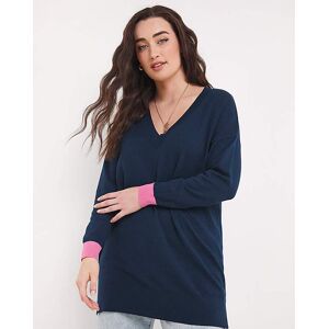 Capsule Slouchy V Neck Tunic Contrast Cuff Navy 8/10 Female