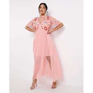 Simply Be Boutique Embroidered Maxi Dress Peach Floral 24 Female