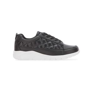 JD Williams Lace Up Trainer With Quilting E Fit Black 4 Female