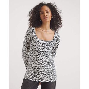 JD Williams Value Cotton Long Sleeve Square Neck Top Animal Print 10 female