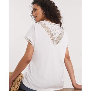 JD Williams|JDW Lace V Back Insert Short Sleeve T-Shirt White 10 female