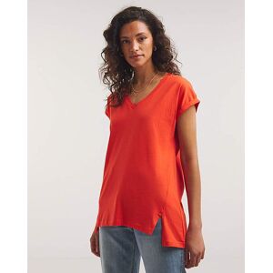 JD Williams Cotton Turn Up Cuff V-Neck Tunic Flame RED 12 female