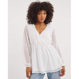 Simply Be White Long Sleeve V Neck Blouse White 10 Female