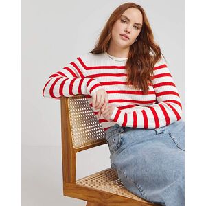 Simply Be Stripe Rib Crew Neck Jumper Red/white 32/34 Female