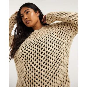 Simply Be Neutral Hole Knit Longline Jumper Neutral 28/30 Female