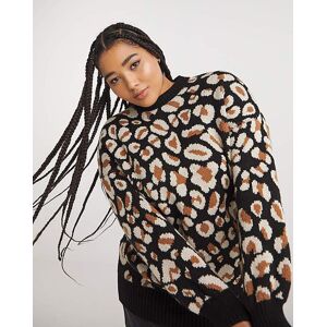 Simply Be Neutral Leopard Pattern Jumper Black/brown 8/10 Female