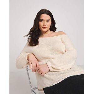 Simply Be Cream Slouchy Slash Neck Jumper Cream 16/18 Female