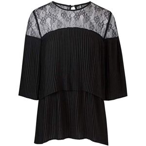 JD Williams Black Lace Double Layer Pleated Top Black 12 female