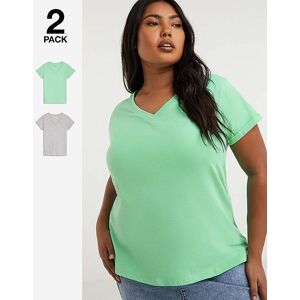 Simply Be 2 Pack V-Neck Slub Tees Grey/green 14 Female