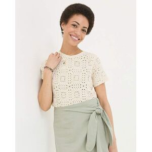 FatFace Patchwork Crochet Tee Ivory 12 female