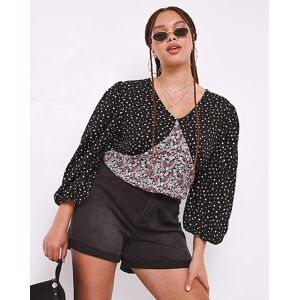 Simply Be V-Neck Balloon Sleeve Top Spot Print 12 Female