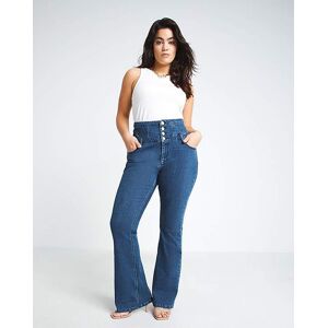 Simply Be Bootcut Highwaisted Corset Jeans Mid Blue 28r Female