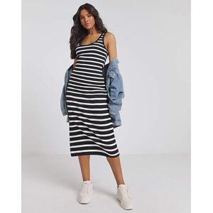 Simply Be Mono Stripe Ribbed Midi Dress Black Stripe 26 Female