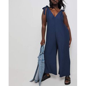 Simply Be Navy Textured Jersey Jumpsuit Navy 28 Female