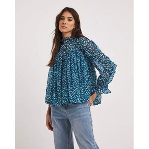 French Connection Billi Crinkle Top Blue XL female