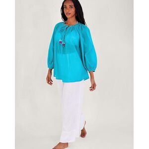 Monsoon Amy Tie Neck Top Turquoise XL 20/22 female