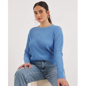 Simply Be Blue Contrast Rib Crew Neck Jumper Blue 8/10 Female